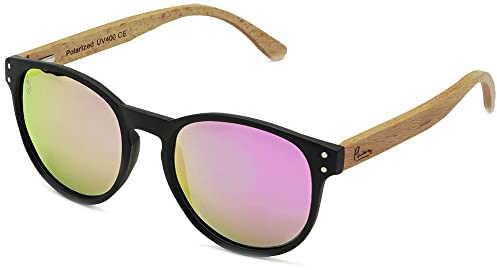 Phieres Phainted in Peace - Sonnenbrille für Damen und Herren in Schwarz/Pink mit Holzoptik