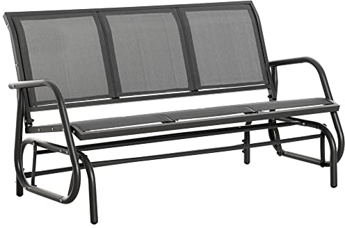 Outsunny Hollywoodschaukel für den Garten, 3-Sitzer, aus Metall und atmungsaktivem Netzgewebe, 147 x 75 x 85 cm, Grau