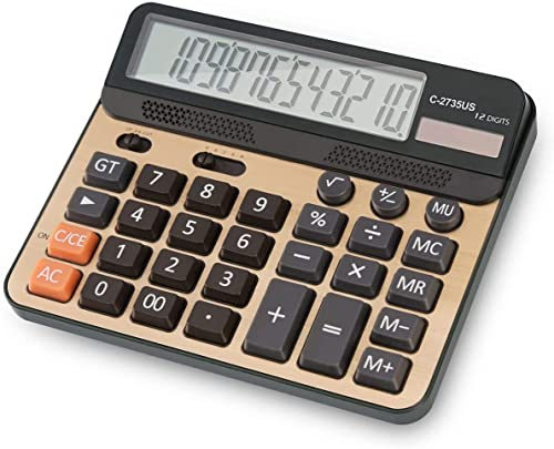 Calculatrice de Bureau à 12 Chiffres avec Grand écran LCD, Batterie Solaire, Calculatrice électronique à Double Alimentation pour Le Bureau et la Maison, école Calculatrices de Base