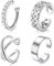 ORAZIO 4 Stück 925 Sterling Silber Ohr Manschette Ohrringe für Frauen - CZ Non-Piercing Fake Helix Knorpel Clip-On