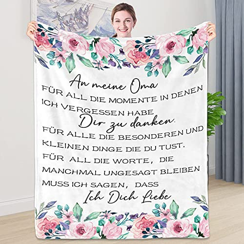 Hsientpe Personalisierte Decke Geschenk für Oma Von Enkelin, Kuscheldecke Flauschige An Meine Oma Von Enkelin,Geburtstagsgeschenk Erntedankfest Geschenk für Oma