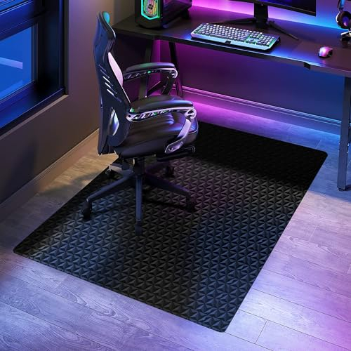 SALLOUS Stuhlmatte für harten Boden, 119.4x91.4 cm, Vinyl-Gaming-Stuhlmatte für harte Oberflächen, Mehrzweck-Hartbodenschutz, Schreibtischstuhlmatte für Zuhause, Büro, aktualisierte Version (schwarz)