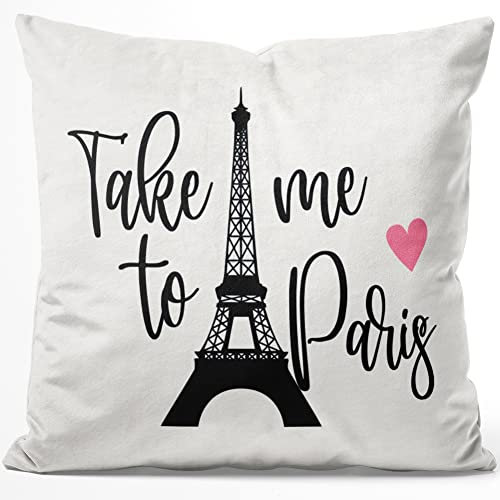 JUNIWORDS Kissen, Take me to Paris, 40 x 40 cm, Flauschig Samtweich Weich (1007213)