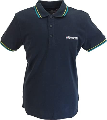 Lambretta Mens Tipped Polo ShirtsNavy Blue/Fern/Deep Lake (Small)