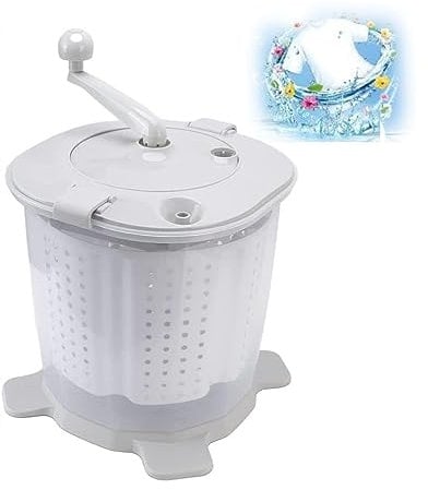 Tragbare handbetriebene manuelle Waschmaschine, Mini-Waschmaschine mit Handkurbel, nicht elektrische Handwaschmaschine, kompakter Schleudertrockner mit abnehmbarem Dörrkorb for Zuhause, Schlafsaal, Ca