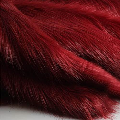 Tissu Fausse Fourrure à Poils Longs Moelleux Patchs De Tissu De Fourrure Shaggy Tissu De Couture De Fourrure Pour Décorations De Costumes Artisanat De Coutur(Size:1.7x0.5m/66.9x19.6in,Color:Vin rouge)