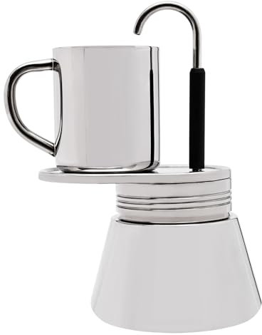 HarBin-Star Mini Italienische Kaffeemaschine, Moka-Kaffeemaschine mit 1 Tasse und 1 Ausguss, Mokkakanne, Edelstahl, leicht, für Outdoor-Camping, Zuhause