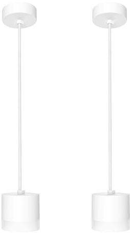 SSC-LUXon Design Deckenleuchte VORA weiß 2er Set mit Textilkabel - moderne Pendelleuchte Esstisch mit Leuchtring für GX53 Lampe