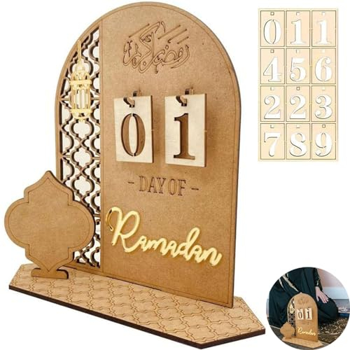 Ramadan Kalender, DIY Ramadan aus Holz Countdown-kalender, Eid Mubarak Adventskalender, Ramadan Geschenke für Kinder (Laterne)