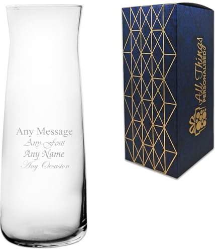 Personalised Engraved 25cm Vera Vase, Customise with Any Message for Any Occasion, Choose from Variety of Fonts, Gift Box Included, Laser Engraved, Birthday Retirement Anniversary Wedding Mothers Day