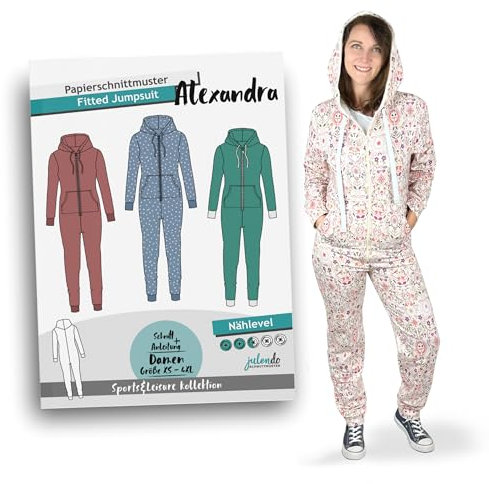 JULENDO Alexandra Fitted Jumpsuit Sewing Pattern Size XS - 4XL Paper Pattern with Sewing Instructions