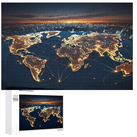 Für Erwachsene 1000-Teiliges Weltkarte -Puzzle, Holzbrett-Puzzle, Puzzle Für Kinder, Geschenke, (75×50cm)