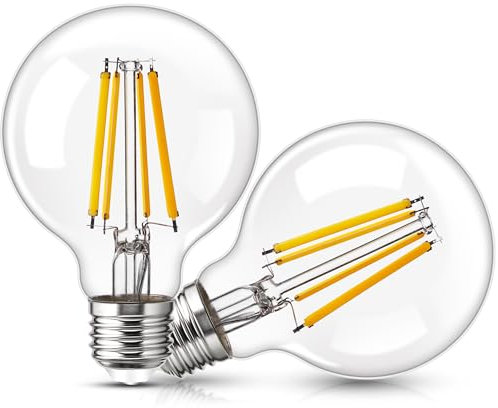 Genixgreen E27 LED Glühbirne G80 4W Glühbirne 60W 850 Lumen Classic A Energieeffizienz Edison LED Glühbirnen 2700K Warmweiß Energiesparlampe, LED Glühbirne für Kronleuchter, 2Pack