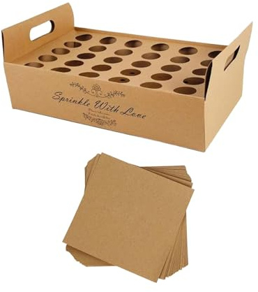 Sharplace Konfetti-Kegelhalter-Box für Hochzeiten, Konfetti-Kegel, Ständer, Dekorationen, Papierkegel, Tablett-Box für Verlobung, Abschlussfeier, Hochzeit, 30 Löcher