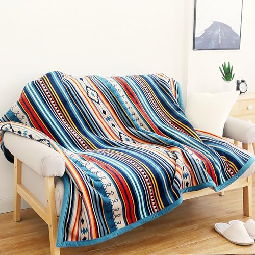 UKELER Boho-Sherpa-Überwurfdecke, Queen-Size-Größe, 203 x 228 cm, südwestliche Azteken-Überwurfdecke für Bett/Couch/Sofa/Camping, tolles Geschenk für Muttertag, Vatertag, Erntedankfest, Weihnachten,
