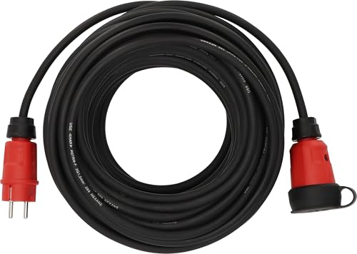 Brennenstuhl Professional Verlängerungskabel VN 2100 IP44, 25m | Kabel H07RN-F 3G1,5 in schwarz, Baustelleneinsatz und ständiger Einsatz im Freien IP44, Made in Germany