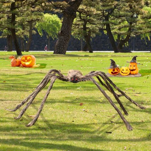 Halloween Deko Outdoor Spinne 2024,Riesen Spinne Halloween,Dekorationen, Schwarze, Weiche, Haarige, Gruselige Spinne, Outdoor-Hof-Party,Realistische Große Spinnen Requisiten 60cm,90cm,120cm