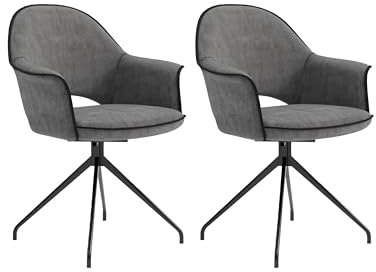 möbelando Stuhl >Dallas< 2er-Set in Grau/Schwarz 63 x 87 x 56 cm (BxHxT)