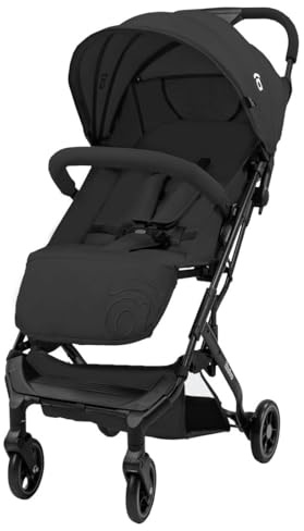 Asalvo TUMBUCTU Ultraleichter Kinderwagen für Babys, verstellbare Rückenlehne, City-Buggy, 5-Punkt-Gurtsystem, SPF50+, Verdeck mit Fenster, handlich, ab Geburt bis 23 kg, schwarz