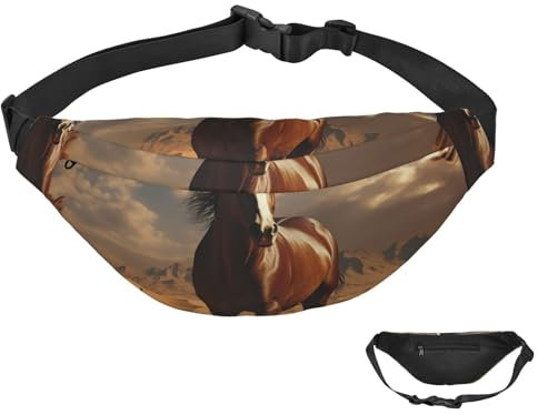 Bauchtasche für Damen und Herren, wasserdicht, marokkanisches Muster, Hüfttasche mit verstellbarem Riemen, Pferd in Wüste, Einheitsgröße