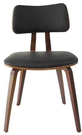 Mid Century Moderne Esszimmerstühle aus Leder, 2 Stück, armlose Küchenstühle mit gebogener Rückenlehne und gepolstertem Sitz für Restaurant, Bistro, Büro, Holz, Wohnzimmer, Freizeitstühle