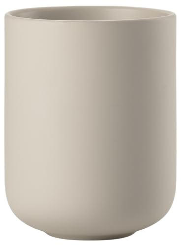 Zone Denmark Sensu Zahnputzbecher, Zahnbürstenhalter, Zahnbürstenbecher, aus Steinzeug/Keramik, Schönes & Praktisches Badezimmer Zubehör, Durchm. 7,4 cm, Höhe 9,5 cm, Sand
