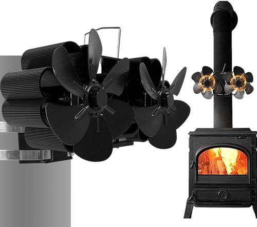 Dtaigou Ventola per alimentata a calore, potente ventola a pellet attivata dal calore, a basso rumore, ventola termica per stufe a legna