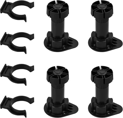yeeyeanglzk Lot de 4 pieds réglables pour meuble de cuisine et salle de bain 80 à 120 mm, clips de socle inclus