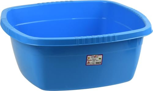 Premium Plastic Rounded Square Wash Basin Bowl 12.5L (Light Blue)