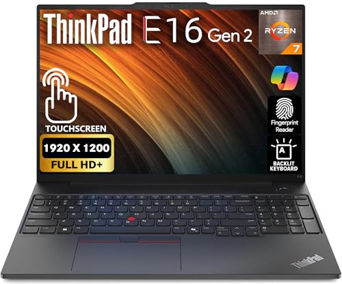 Lenovo ThinkPad E16 Gen 2, FHD+ 16 Touchscreen, AMD Ryzen 7 7735U, 24GB RAM, 1TB SSD, impronte digitali, tastiera retroilluminata, WiFi 6E + BT, RJ-45, webcam FHD, Win 11 Pro, AI Business Laptop