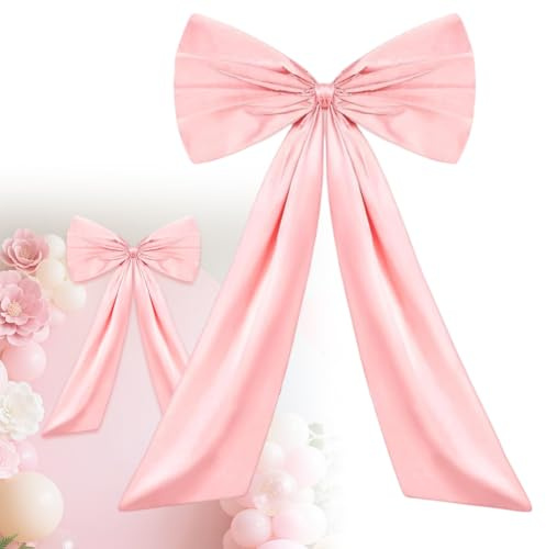 Peelanmall Große Satinschleife,58 * 100 cm Geschenkschleife Groß,Geschenk Dekorative,DIY Exquisit Schleife Deko,Geschenkschleife Groß für Partydekoration,Wanddekoration,Hochzeit,Heimdekora (Rosa)