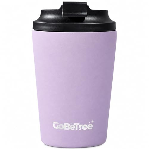 GoBeTree Termo Café Pequeño 360 ml Lila Wisteria Vaso Térmico Hermético | Vaso térmico y taza térmica café para llevar con boca ancha antigoteo, 6 h caliente y 8 h frío, bonito regalo mujer