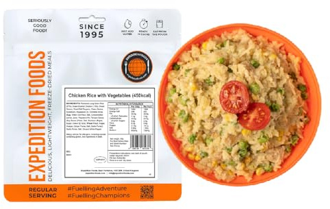 EXPEDITION FOODS Chicken Rice with Vegetables (Single Serving / 450kcal) | Freeze-Dried Camping & Hiking Food