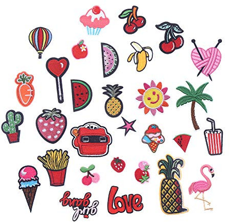 14 Aufnäher zum Aufbügeln, dekorative Aufnäher, Stickerei, für Stoff, Rucksäcke, Jeans, Mäntel, Dinosaurier Snacks