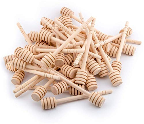100-Pack 6 Inch Portable Wooden Jam Honey Dipper Honey Sticks for Honey Jar Dispense Drizzle Honey (6inch 100pcs)