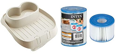 Intex Whirlpool portabicchieri accessori di plastica per SPA Pure, beige, cartuccia filtrante 26 x 22 x 18 cm per vasche idromassaggio PureSpa, Tipo S1 (doppia), Ø 4,3 cm (all'interno) 10,8