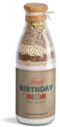 Brotbackmischung Happy Birthday Retro Backmischung im Glas Flasche Geschenk Geschenkidee Geburtstagsgeschenk Geburtstag