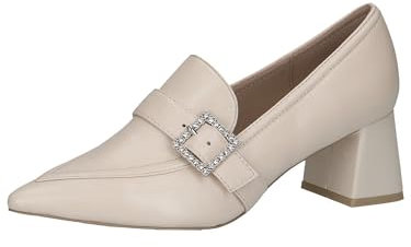 Caprice Damen Pumps aus Leder mit Glitzerschnalle, Cremefarben (Cream Perlato), 40.5 EU