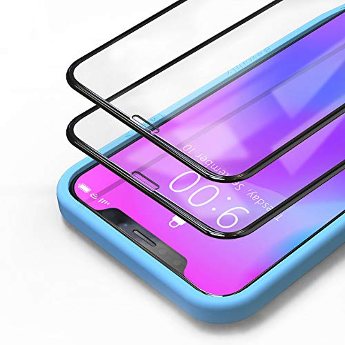 Bewahly Schutzfolie für iPhone 11 Pro/XS/X [2 Stück], 3D Full Screen Panzerfolie HD Displayschutzfolie 9H Härte Glas Folie mit Positionierhilfe für iPhone 11 Pro/XS/X (5,8) - Schwarz