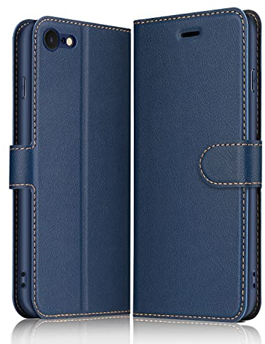 ELESNOW Hülle für iPhone SE 2022 / iPhone SE 2020 / iPhone 7 / iPhone 8-4.7, Premium Leder Flip Wallet Schutzhülle Tasche Handyhülle für Apple iPhone SE 2022 / SE 2020/8 / 7 (Blau)