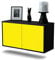 Dekati Lowboard New York City hängend (92x47x35cm) Korpus anthrazit matt - Front Gelb - Push to Open