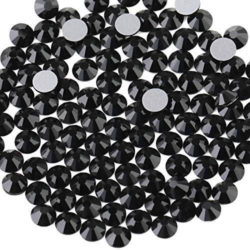 Beadsland 1440 Pcs Flat Back Crystal Rhinestones Round Gems for Nail Art and Craft Glue Fix, Black (SS20(4.6-4.8mm))