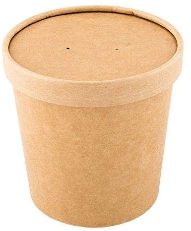 Thali Outlet - 500 x 32oz / 960ml Brown HD Kraft Deli Soup Containers + Vented Brown Paper Lids - for Hot & Cold Food. Ice Cream Rice Curry Takeaways