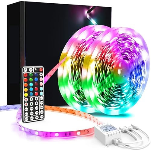 phopollo Led Strip Light, 20m Led Lights with 44 Keys Remote, Flexible RGB Colour Changing Led Light Strips for Bedroom,Party(10mx2)