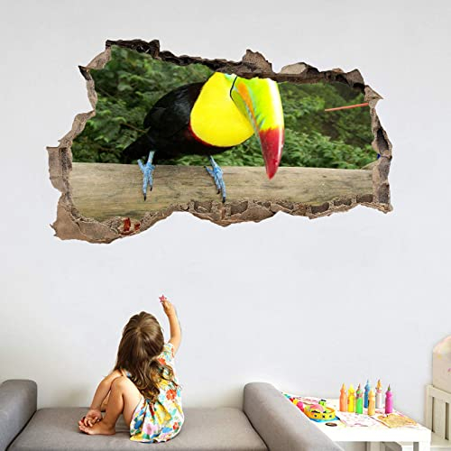 Kuletkear Tiere Wandtattoo Mädchen Kinderzimmer Dekorative Abnehmbare 3D Wandsticker Papagei H 45 x B 75 cm Vinyl Wand Aufkleber für Wohnzimmer, Schlafzimmer