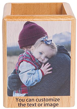 Bosajewel Personalisierter Stiftehalter aus Holz, personalisierbar mit Foto und Text, für Büro, Zuhause, Mädchen, Freund, als Geburtstagsgeschenk, Geschenk zum Schulanfang, Weihnachtsgeschenke