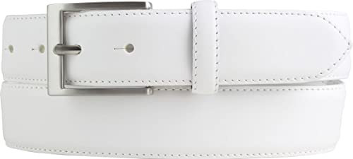 BELTINGER Hochwertiger Anzuggürtel aus Vollrindleder 3,5 cm | Bombierter Ledergürtel Herren 35mm | Business-Gürtel made in Italy | Weiß 80cm