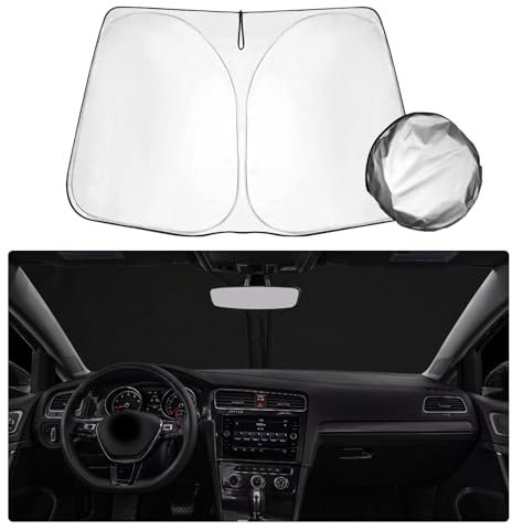 SHAOHAO Compatible con VW Golf MK7 7.5 Seat Leon MK3 Cupra 5F 2013-2019 Parasol Universal con Revestimiento de Plata Tejido Plegable, protección contra Rayos UV y Calor, Parabrisas