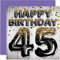 Geburtstagskarte zum 45. Geburtstag für Männer – schwarze und goldene Glitzerballons – Happy Karten für 45 Jahre alten Mann Vater Cousin Freund Bruder Onkel, 145 mm x 145 mm Grußkarten Geschenk