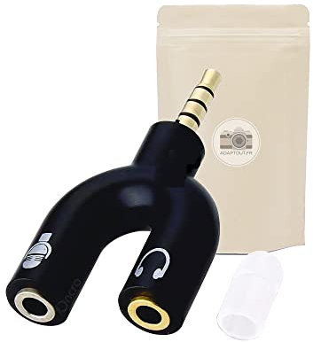 Adaptout Séparateur Micro - Casque pour Prise Mini Jack 3,5 TRRS vers 2 Prises l'une pour Le Micro l'autre pour Le Casque Audio